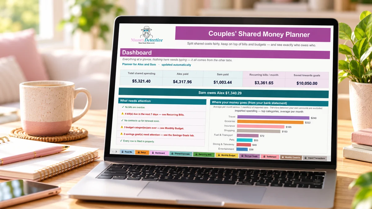 Couples' Shared Money Planner dashboard