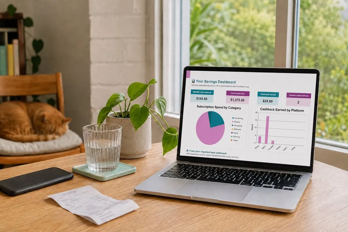 Subscription & Cashback Tracker dashboard